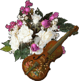 divers un violon et des fleurs  très joli